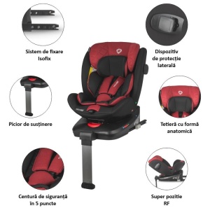Scaun auto iSize 40-150 cm C Vigo Poppy red+Coccolle oglinda auto rear-facing - Img 6