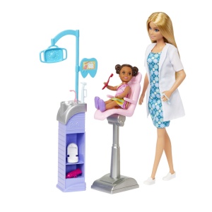 Barbie Cariere Set Mobilier Cu Papusa Doctor Stomatolog Blonda - Img 3