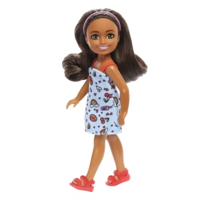 Barbie Papusa Chelsea Creola Cu Par Saten Si Rochita Albastra - Img 3