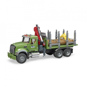 Bruder - Camion Lemne Mack Granite Cu Macara De Incarcare, Graifer Si 3 Busteni - Img 4