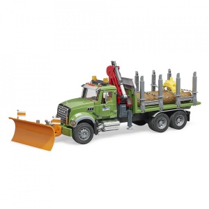 Bruder - Camion Lemne Mack Granite Cu Macara De Incarcare, Graifer Si 3 Busteni - Img 6