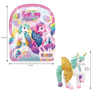 Craze - Galupy figurina Unicorn curcubeu cu aripi sclipitoare si coroana decorata cu un cristal Swarovski