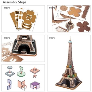 Cubic Fun - Puzzle 3D Led Turnul Eiffel 84 Piese - Img 4