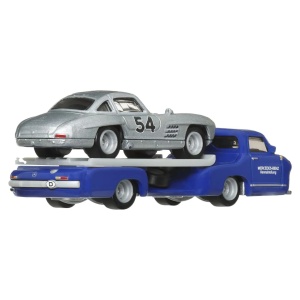 Hot Wheels Transportator Mercedes-Benz 55 Blaues Wunder Cu Masinuta Mercedes-Benz 300 Sl Scara 1:64 - Img 2