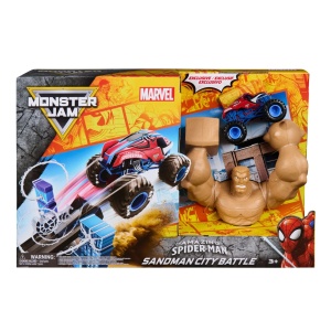 Monster Jam Marvel Set Uimitorul Spider Man Batalia Din Orasul Omului Nisip