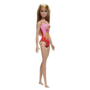 Papusa Barbie Blonda Cu Costum De Baie Roz La Piscina - Img 2