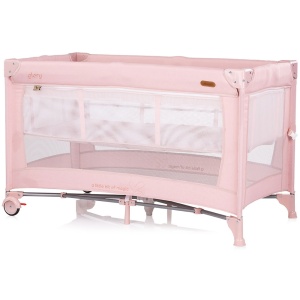 Patut pliabil Chipolino Glory cu laterala culisanta pink marshmallow - Img 3