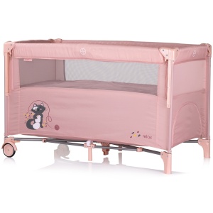 Patut pliabil Chipolino Relax pink marshmallow cu laterala culisanta - Img 2