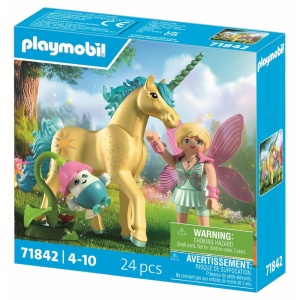 Playmobil - Jucarie de rol Figurina de colectie unicornul Sunshine Blossom si zana - Img 3