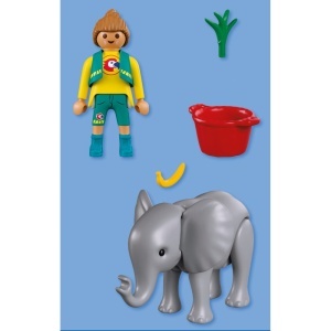 Playmobil - Jucarie de rol Ingrijitor zoo si pui de elefant - Img 2
