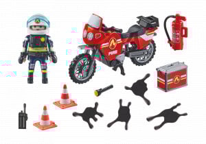 Playmobil-MOTOCICLETA DE POMPIERI LA LOCUL ACCIDENTULUI - Img 2