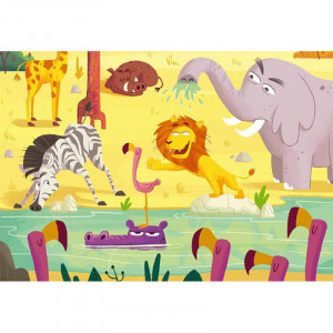 Puzzle Si Joc Animale Din Safari, 2X24 Piese - Img 3