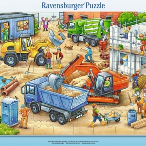 Puzzle Vehicule Mari De Constructii, 40 Piese