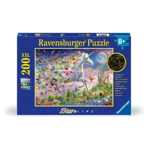 Ravensburger - Puzzle Star Line Unicorn si fluturi care lumineaza in intuneric 200 piese XXL - Img 1