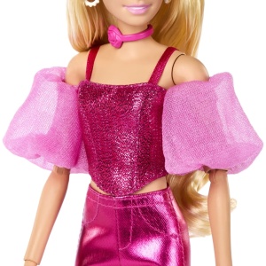 Barbie Deluxe Style Papusa Barbie Tinuta Roz Metalizat - Img 6