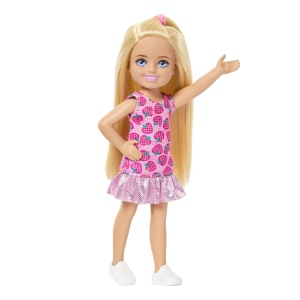 Barbie Papusa Chelsea Blonda Cu Rochita Roz Cu Capsuni - Img 2