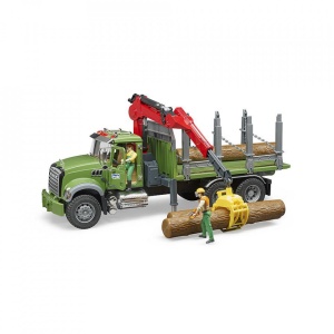Bruder - Camion Lemne Mack Granite Cu Macara De Incarcare, Graifer Si 3 Busteni - Img 9