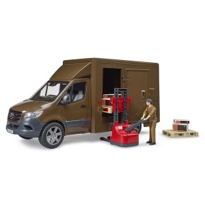 Bruder - Masina Ups Mercedes Benz Cu Sofer Si Accesorii - Img 3