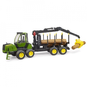Bruder - Tractor Forestier John Deere 1210E Cu Graifer Si 4 Busteni - Img 6