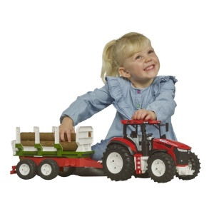 Bruder Tractor Roadmax cu remorca forestiera si 3 busteni - Img 5