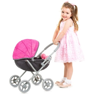 Carucior pentru papusi Chipolino Daisy grey pink linen - Img 4