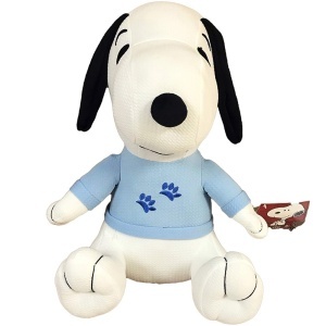 Jucarie din material textil elastic Snoopy cu bluza bleu, 32 cm (asezat) - Img 3