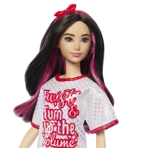 Papusa Barbie Fashionista Bruneta Cu Rochita Sport - Img 4