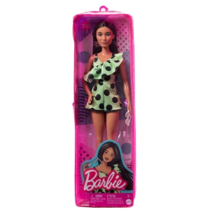Papusa Barbie Fashionista Bruneta Cu Salopeta Verde - Img 2