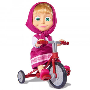 Papusa Simba Masha and the Bear 12 cm Masha cu tricicicleta - Img 1