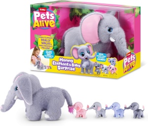 Pets Alive - Jucarie de plus interactiva, Mama Elefant si puii sai