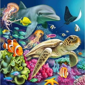 Puzzle animale in lumea subacvatica 3x49 piese - Img 2