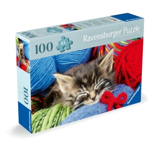 Ravensburger - Puzzle pentru varstnici pisicuta cu sablon de imagine si suport din carton 100 piese mari XL - Img 2