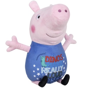 Set 2 jucarii din plus George Dinos & Peppa Pig cu rochie rosie din satin 17 cm, Peppa Pig - Img 3