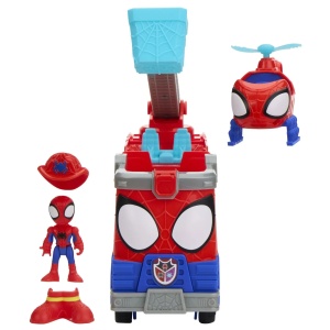 Spidey Si Prietenii Lui Uimitori Marvel Rescue Webs Set Camion De Pompieri Cu Figurine Si Accesorii - Img 6