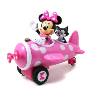 Avion roz cu telecomanda Disney Minnie Mouse, include figurina Minnie Mouse si figurina pisoi Figaro, 19 cm - Img 4