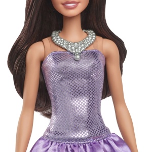 Barbie Fashionistas Papusa Barbie Bruneta Cu Rochie Mov Cu Paiete - Img 6