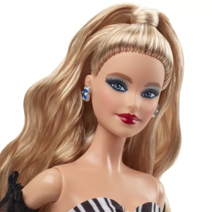 Barbie Signature Aniversare 65 Ani Papusa Barbie Cu Rochie De Bal Alb Negru - Img 3