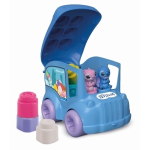 Clementoni - Jucarie educationala Soft Clemmy autobuz Disney Stitch cu 2 figurine si 6 cuburi moi si lavabile - Img 2