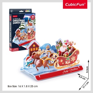 Cubic Fun - Puzzle 3D sania lui Mos Craciun 19 piese