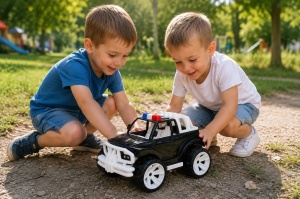 Masina Jeep Off Roader Negru Alb 39Cm - Img 4