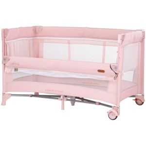 Patut pliabil Chipolino Glory cu laterala culisanta pink marshmallow