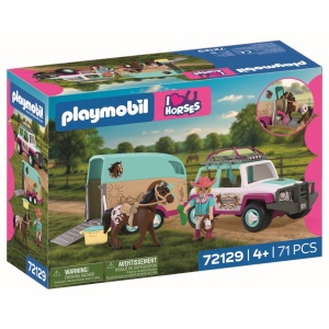 Playmobil - Jucarie de rol Masina cu remorca pentru transportat cai - Img 2