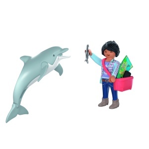 Playmobil - Jucarie de rol Vizitatoare zoo si delfin - Img 5