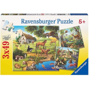 Puzzle Padure, Zoo Si Animale Domestice, 3X49 Piese