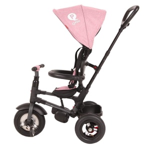 Tricicleta cu roti de cauciuc Qplay Rito Rubber Roz - Img 2