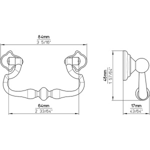 Maner mobila 1706-84ZN10V2 bronz antic Siro set 2 buc 