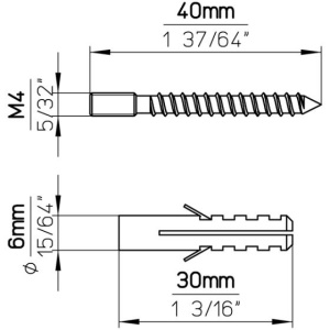 Surub fixare cu diblu ST4*40-S6V5E 4x40 S6V5E 5 set