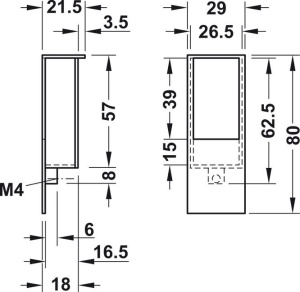 Buton mobila H 80x29mm, finisaj aluminiu 152.13.900 Hafele
