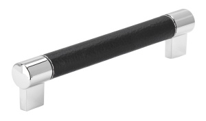 Maner mobila H191 LS7ZN1 piele neagra, crom lucios Siro