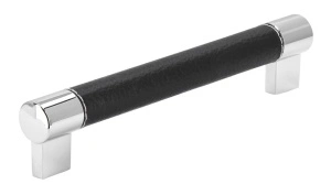 Maner mobila H191 LS7ZN1 piele neagra, crom lucios Siro